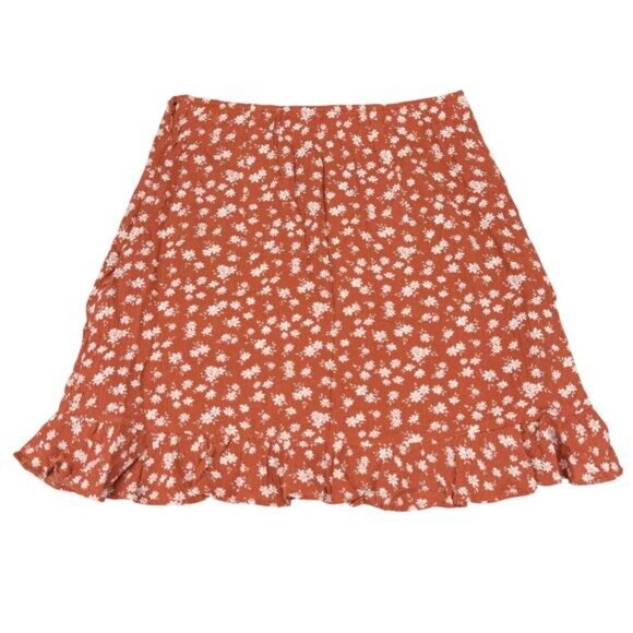 NWT ABERCROMBIE & FITCH Mini Skirt Size Small Rust Orange Floral Print - Picture 4 of 5
